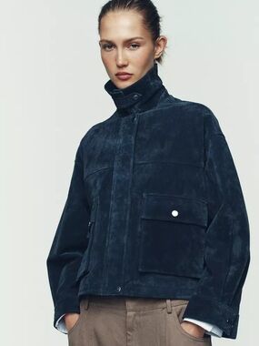 ZARA 100% LEATHER BOMBER JACKET